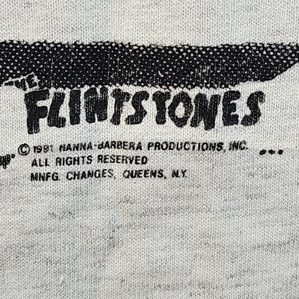 Vintage 1991 Flintstones Fred Flintstone Pump You Up T-Shirt Mens XL Grey - Picture 4 of 8
